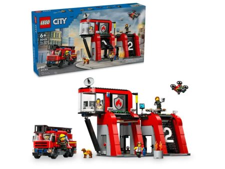 Playset Lego 60414 Fire station with Fire engine on Sale