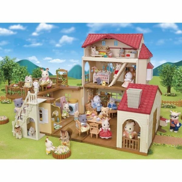 Playset Sylvanian Families Red Roof Country Home Doll s House Rabbit Supply