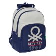 School Bag Benetton Varsity Grey Navy Blue 32 x 42 x 15 cm For Discount