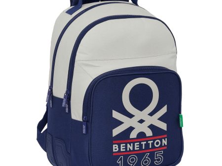 School Bag Benetton Varsity Grey Navy Blue 32 x 42 x 15 cm For Discount