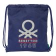 Backpack with Strings Benetton Varsity Grey Navy Blue 35 x 40 x 1 cm For Cheap