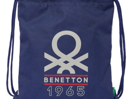 Backpack with Strings Benetton Varsity Grey Navy Blue 35 x 40 x 1 cm For Cheap