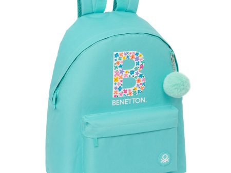 School Bag Benetton Letter Green 33 x 42 x 15 cm Sale