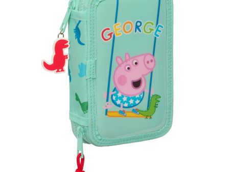 Double Pencil Case Peppa Pig George Mint 12.5 x 19.5 x 4 cm (28 Pieces) Online now