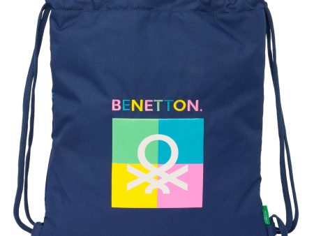 Backpack with Strings Benetton Cool Navy Blue 35 x 40 x 1 cm Supply