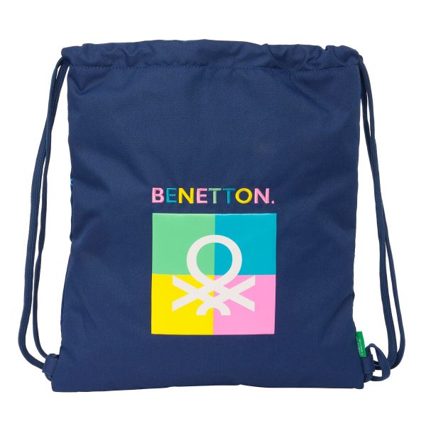 Backpack with Strings Benetton Cool Navy Blue 35 x 40 x 1 cm Supply