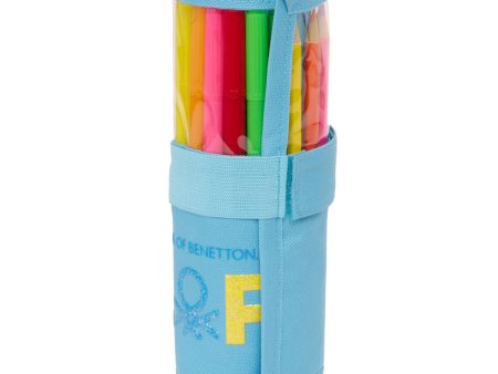 Pencil Case Benetton Spring Roll-up Sky blue 7 x 20 x 7 cm (27 Pieces) Online Hot Sale