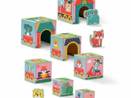 Playset SES Creative Block tower to stack with animal figurines 10 Pieces Online Sale