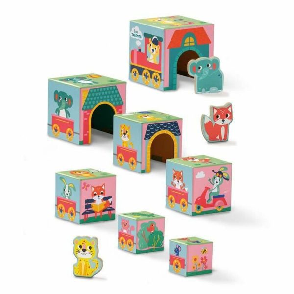 Playset SES Creative Block tower to stack with animal figurines 10 Pieces Online Sale