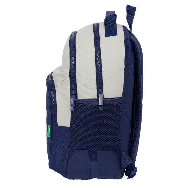 School Bag Benetton Varsity Grey Navy Blue 32 x 42 x 15 cm For Discount