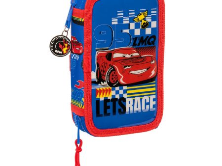 Double Pencil Case Cars Race ready Blue 12.5 x 19.5 x 4 cm (28 Pieces) Online Sale