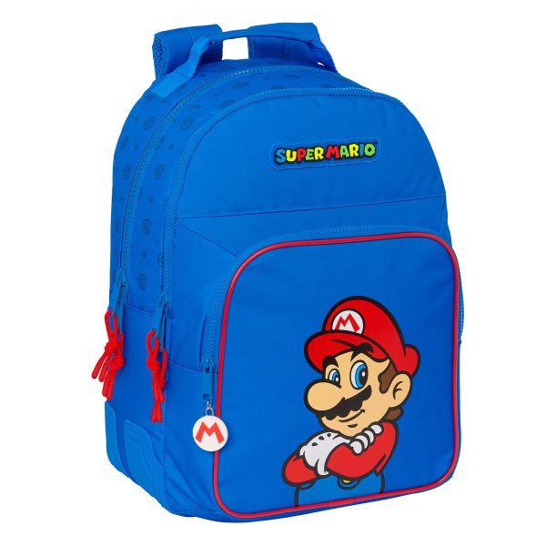 School Bag Super Mario Play Blue Red 32 x 42 x 15 cm For Discount