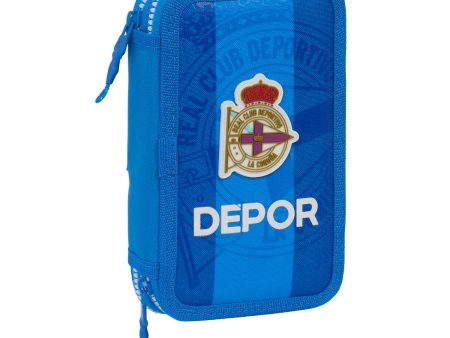 Double Pencil Case R. C. Deportivo de La Coruña Blue 12.5 x 19.5 x 4 cm (28 Pieces) Fashion