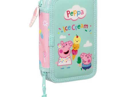 Double Pencil Case Peppa Pig Ice cream Pink Mint 12.5 x 19.5 x 4 cm (28 Pieces) Online now