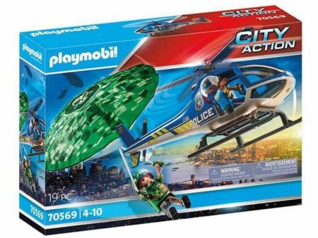 Playset  City Action Police helicopter: Parachute Chase Playmobil 70569 (19 pcs) Fashion