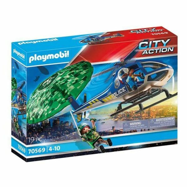 Playset  City Action Police helicopter: Parachute Chase Playmobil 70569 (19 pcs) Fashion