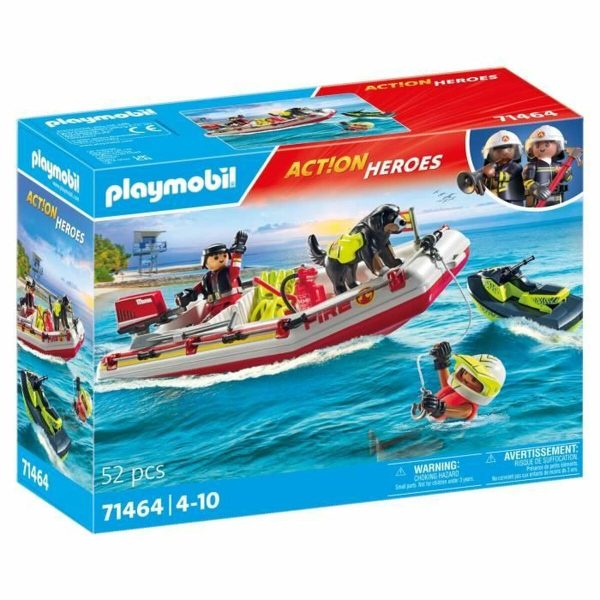 Playset Playmobil Action Heroes - Fireboat and Water Scooter 71464 52 Pieces Discount