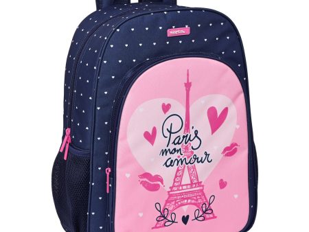 School Bag Safta Paris Pink Navy Blue 33 x 42 x 14 cm Discount