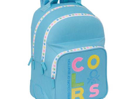 School Bag Benetton Spring Celeste 32 x 42 x 15 cm Hot on Sale